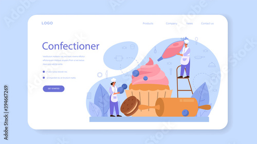 Confectioner web banner or landing page. Professional confectioner