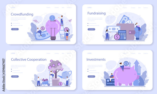 Crowdfunding web banner or landing page set. Financial support