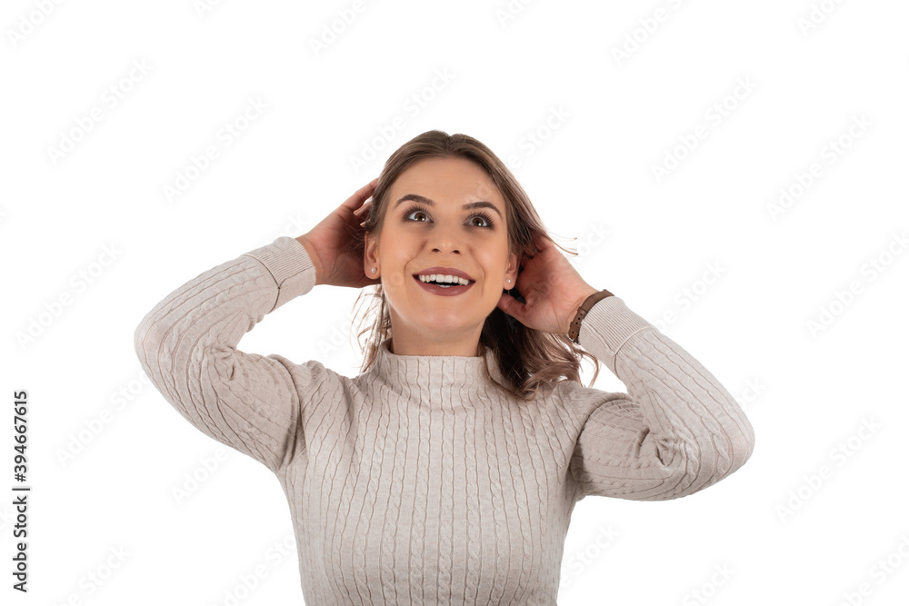 Beautiful woman with knitted blouse Beautiful woman with knitted blouse