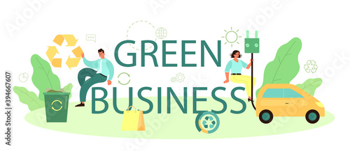 Green business typographic header. Business people taking care © inspiring.team
