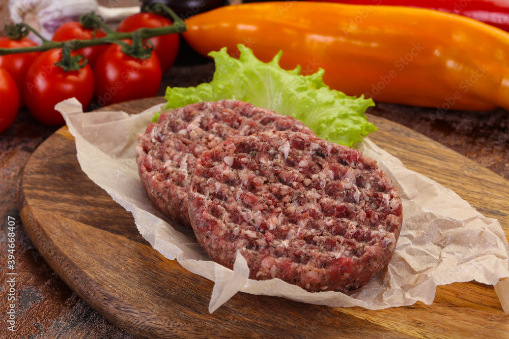 Raw burger cutlet Raw burger cutlet