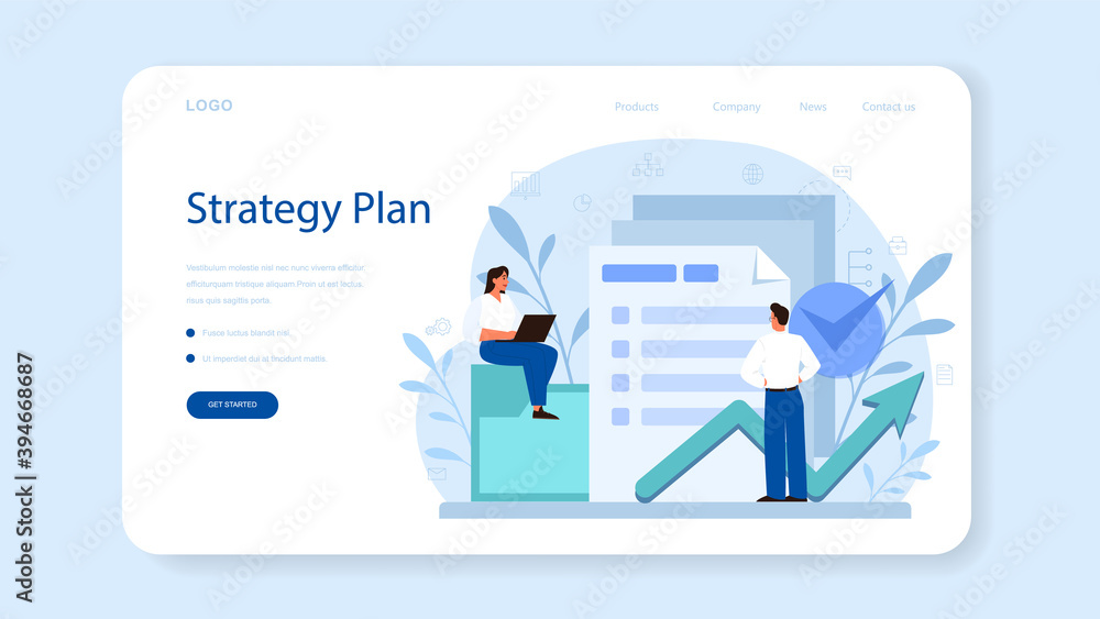 Obraz premium Project management web banner or landing page. Successful