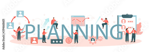 Planning typographic header. Staff management and empolyee