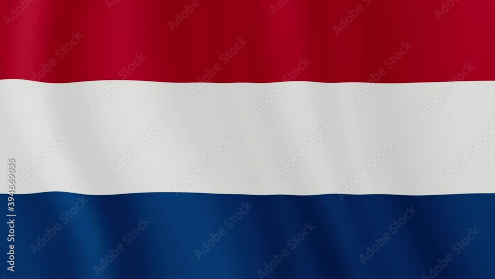 Netherland flag closeup. The Netherland flag  waving in the wind realistic. 4k resolution