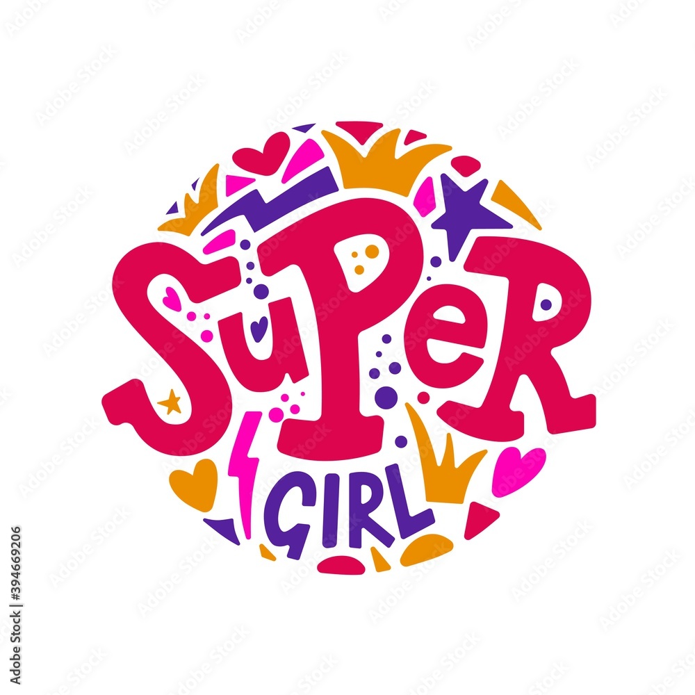 Vector illustration of Super Girl text