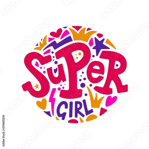 Vector illustration of Super Girl text