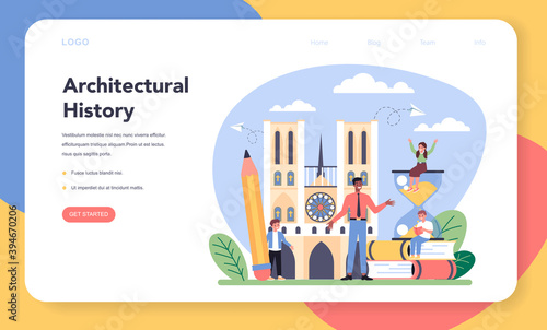History of art school education web banner or landing page.