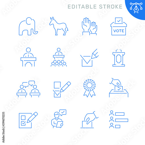Elections related icons. Editable stroke. Thin vector icon set