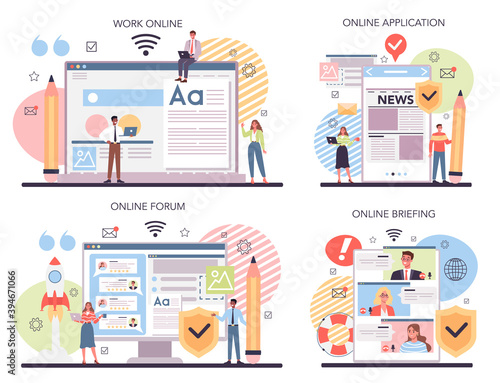 Content marketing online service or platform set. Making responsive