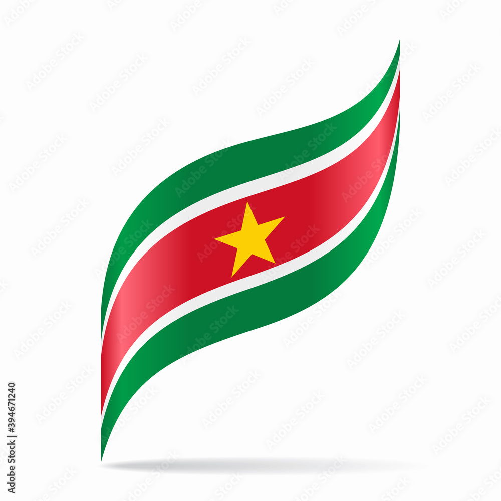 Surinamese flag wavy abstract background. Vector illustration.