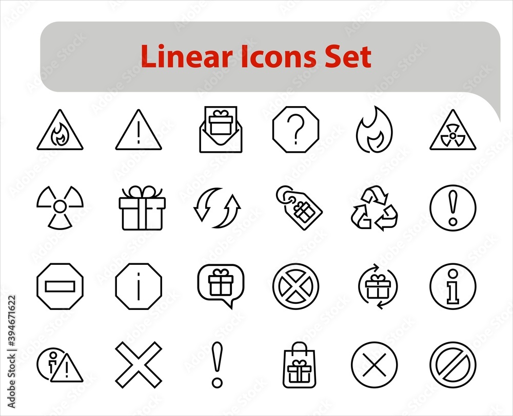 WARNINGS simple set of thin line vector icons. Contains icons such as warning, exclamation mark, reuse, warning sign and more. Editable stroke. Vector illustration WARNINGS simple set of thin line vector icons. Contains icons such as warning, exclamation mark, reuse, warning sign and more. Editable stroke. Vector illustration