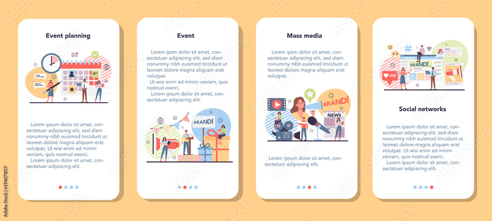Event management mobile application banner set. Celebration Event management mobile application banner set. Celebration