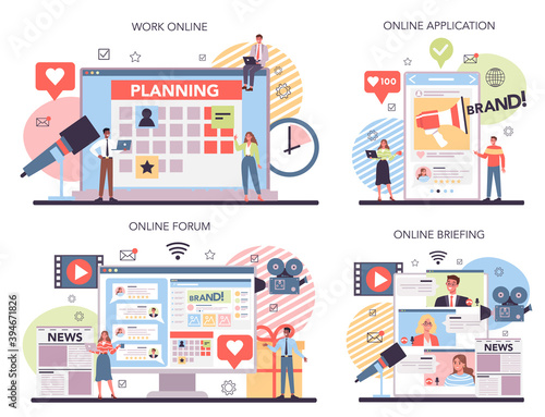 Event management online service or platform set. Celebration