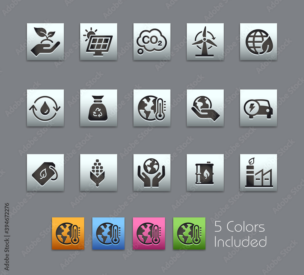 Ecology and Renewable Energy Icons // Satinbox Series - The vector file includes 5 color versions for each icon in different layers.