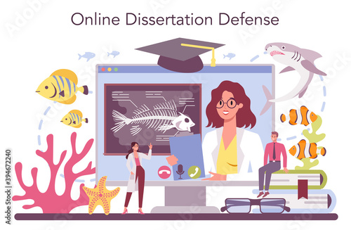 Ichthyologist online service or platform. Ocean fauna scientist.