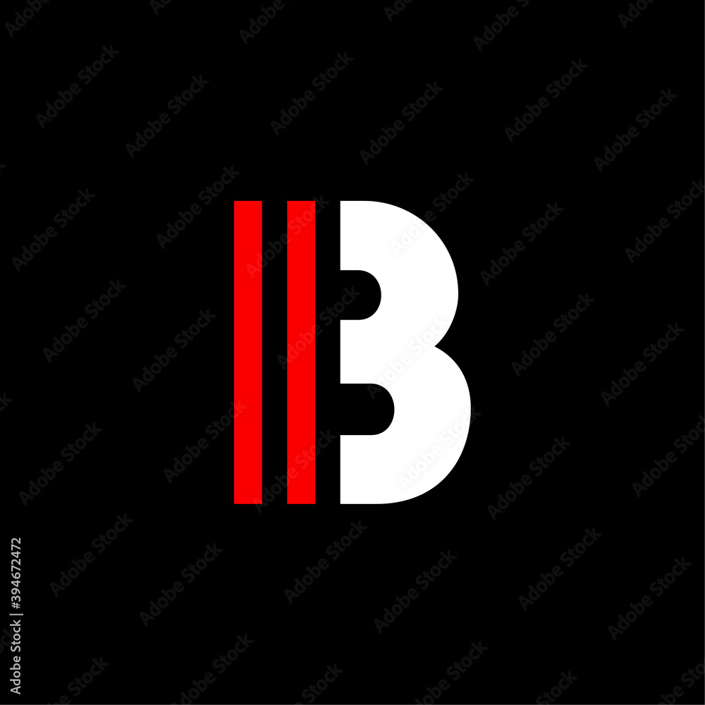 Red Lines Geometric Vector Logo Letter B Red Lines Geometric Vector Logo Letter B
