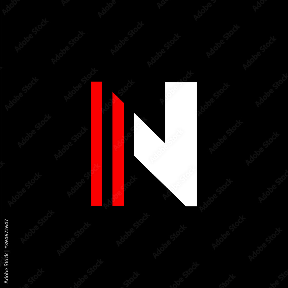 Red Lines Geometric Vector Logo Letter N Red Lines Geometric Vector Logo Letter N