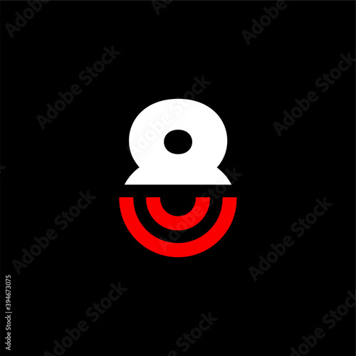 Red Lines Geometric Vector Logo Number 8