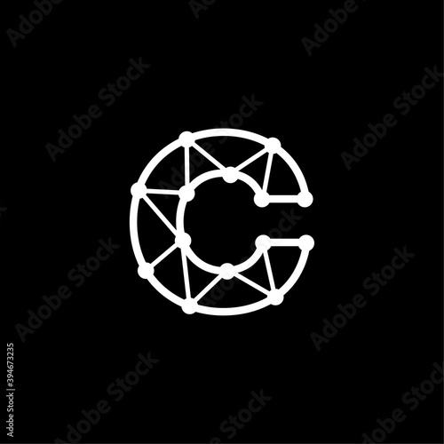 Vector Logo Letter Dots Lines Connections C