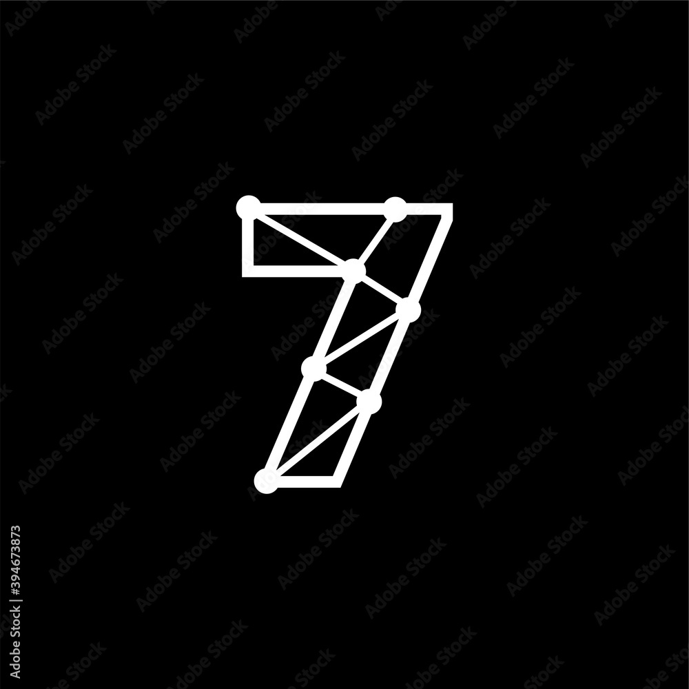 Naklejka premium Vector Logo Number Dots Lines Connections 7