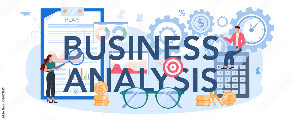 Business analysis typographic header. Project optimization consultant.