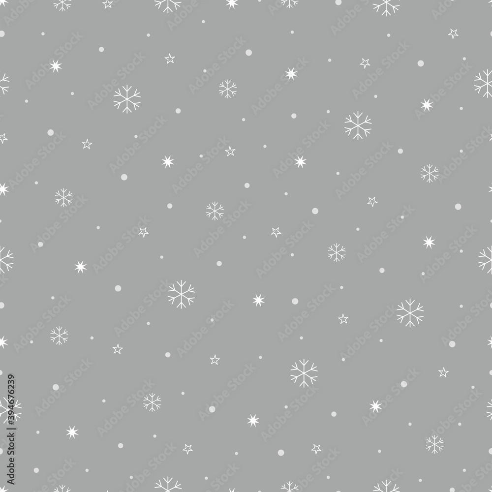 Christmas seamless pattern With snowflakes on gray background Winter Holiday Celebration Wallpapers vector illustration Christmas seamless pattern With snowflakes on gray background Winter Holiday Celebration Wallpapers vector illustration