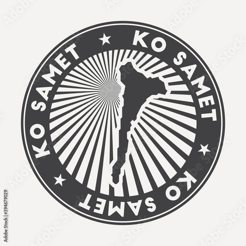 Ko Samet round logo. Vintage travel badge with the circular name and map of the island, vector illustration. Can be used as insignia, logotype, label, sticker or badge of Ko Samet.