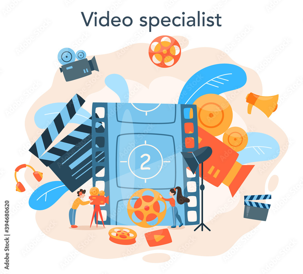 Naklejka premium Video production or videographer concept. Movie and cinema