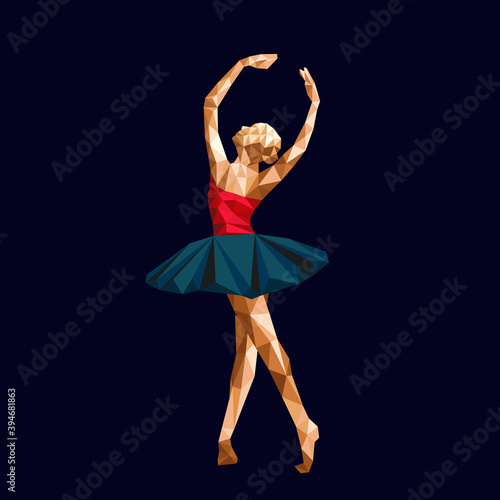 ballerina prima vector polygonal triangle paper cut logo simple abstract design low poly