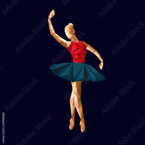 ballerina prima vector polygonal triangle paper cut logo simple abstract design low poly