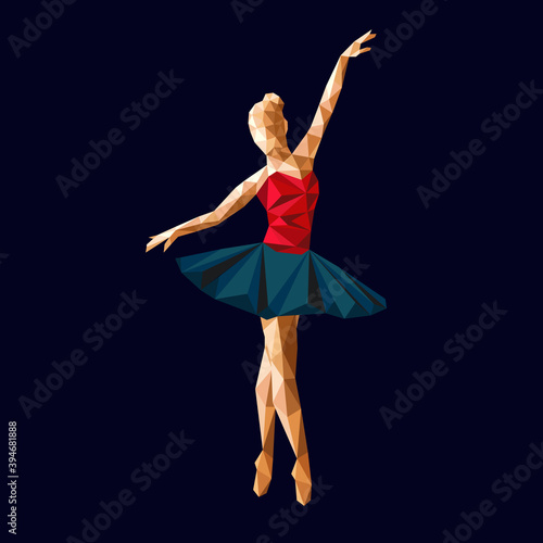 ballerina prima vector polygonal triangle paper cut logo simple abstract design low poly