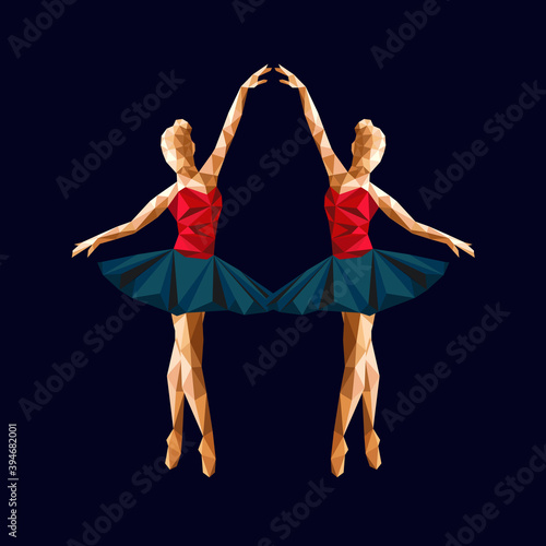 ballerina prima vector polygonal triangle paper cut logo simple abstract design low poly