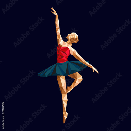 ballerina prima vector polygonal triangle paper cut logo simple abstract design low poly