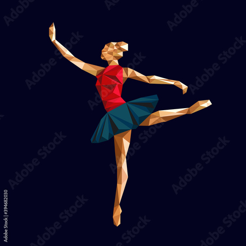 ballerina prima vector polygonal triangle paper cut logo simple abstract design low poly