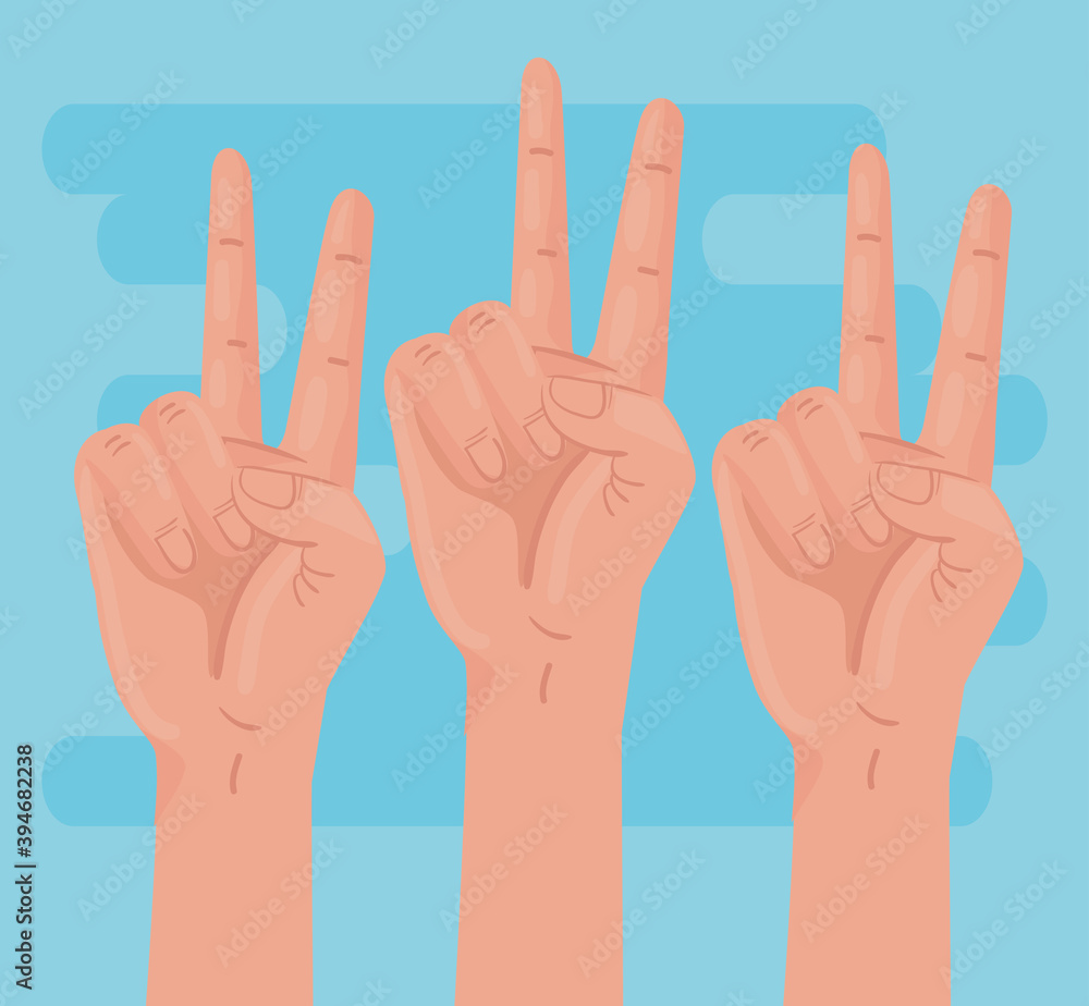 Obraz premium international human rights poster with hands peace and love vector illustration design