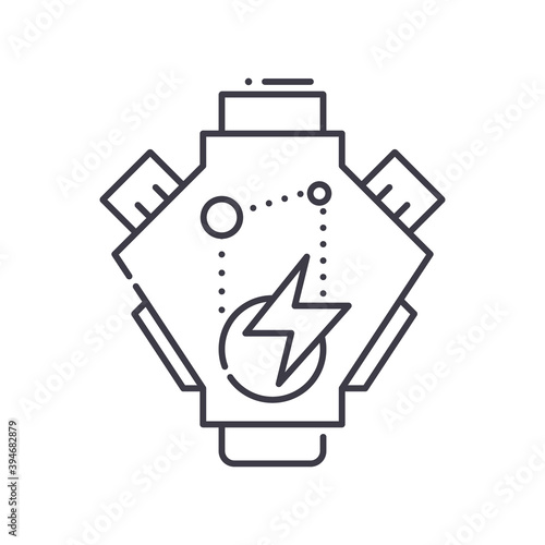 Engine turnup icon, linear isolated illustration, thin line vector, web design sign, outline concept symbol with editable stroke on white background.