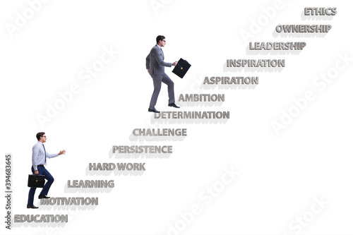 Foto Businessman climbing carrer ladder success factors