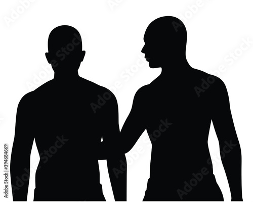 Gay lover couple silhouette vector on white