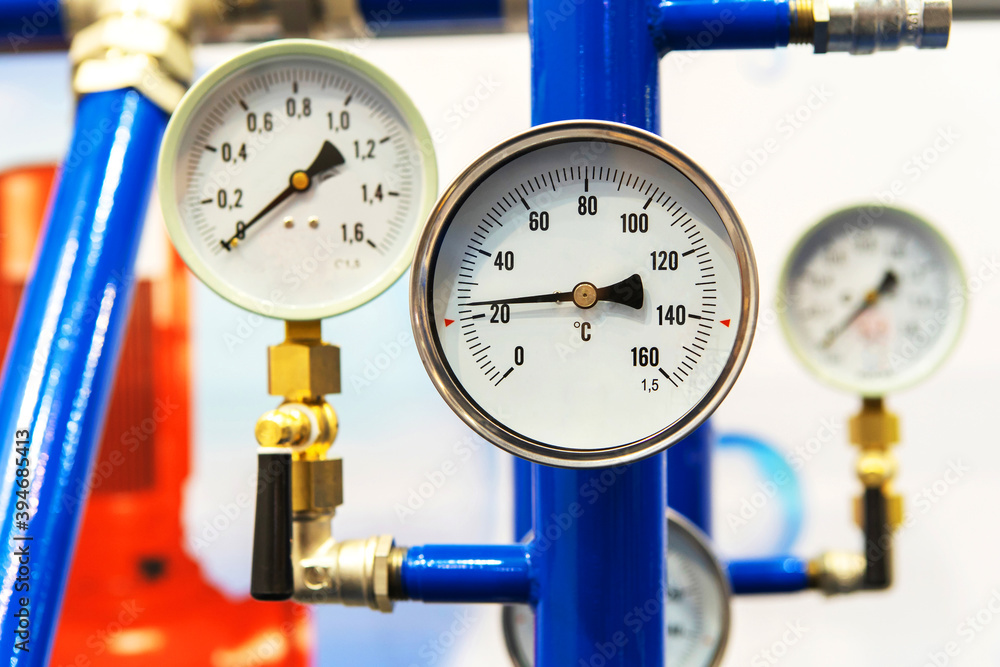 Temperature and pressure sensors in the home heating system. Devices
