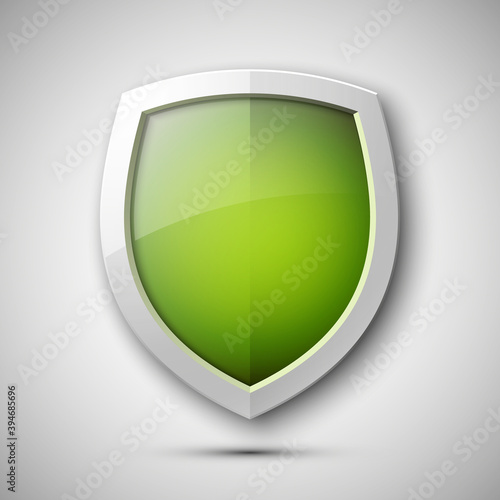 Protection shield concept. Safety badge icon. Privacy banner. Security label. Defense tag. Presentation sticker shape illustration