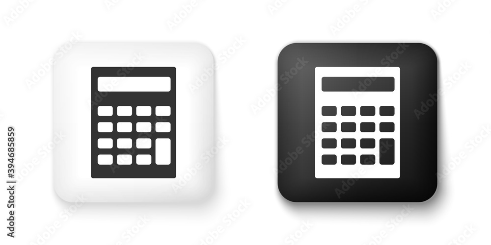 Black and white Calculator icon isolated on white background. Accounting symbol. Business calculations mathematics education and finance. Square button. Vector. Black and white Calculator icon isolated on white background. Accounting symbol. Business calculations mathematics education and finance. Square button. Vector.