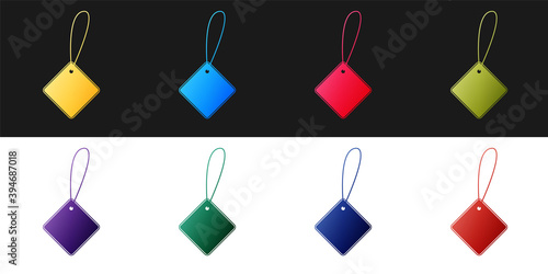 Set Blank label template price tag icon isolated on black and white background. Empty shopping discounts sticker. Template discount banner. Vector.