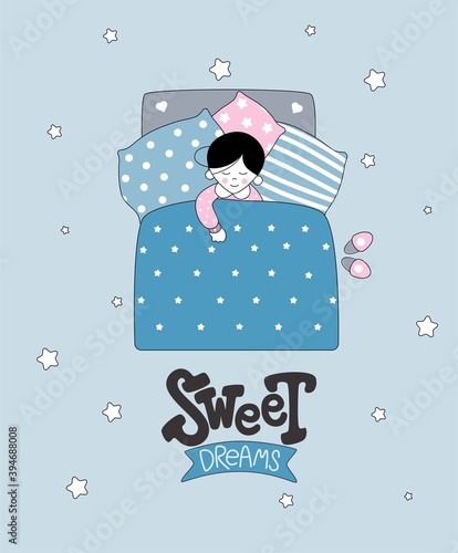Sweet dreams colorful hand drawn vector Illustration