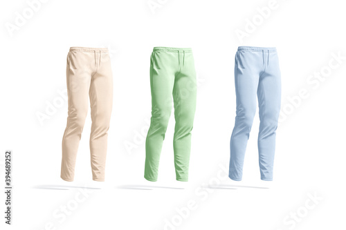 Blank colored sport pants mockup set, side view