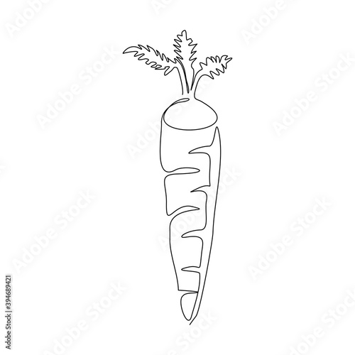 Continuous line drawing of sliced carrot. One line art of carrot vegetable. Single line draw of healthy vegetable for lifestyle. Vector illustration