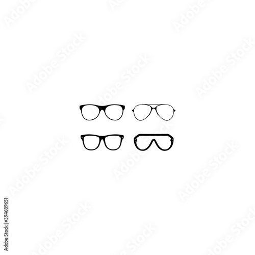 Vector Set of Black Glasses Silhouettes on White Background