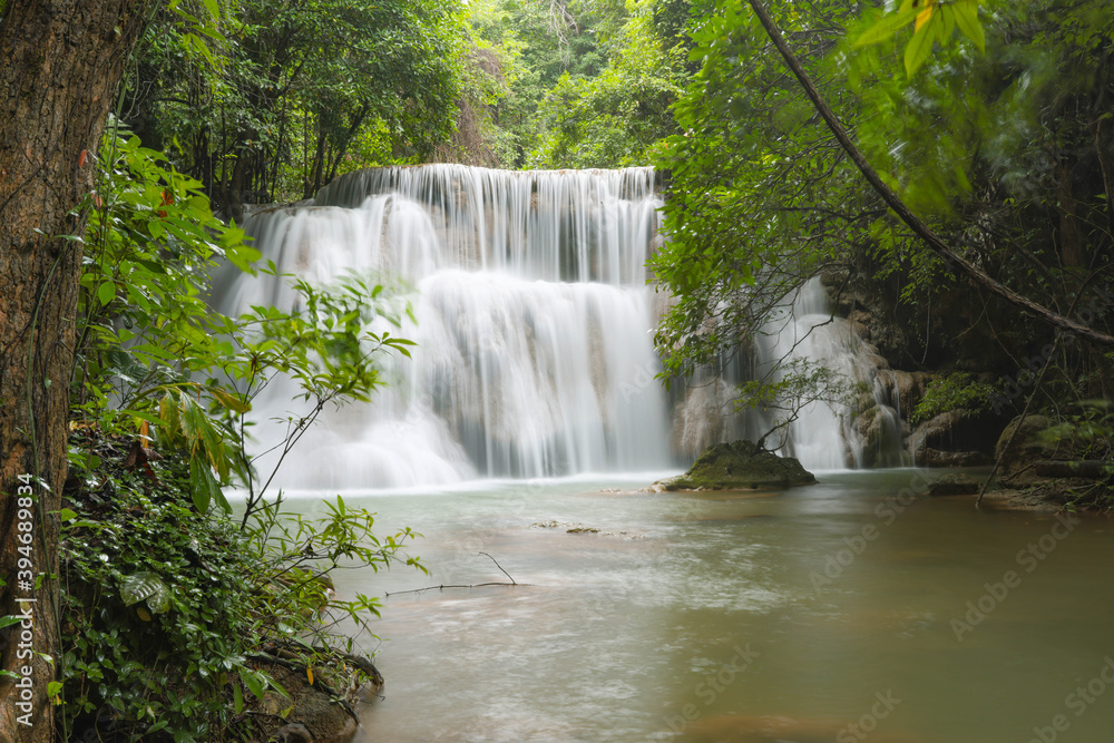 Huai Mae Khamin Waterfall level 3, Khuean Srinagarindra National Park, Kanchanaburi, Thailand, long exposure