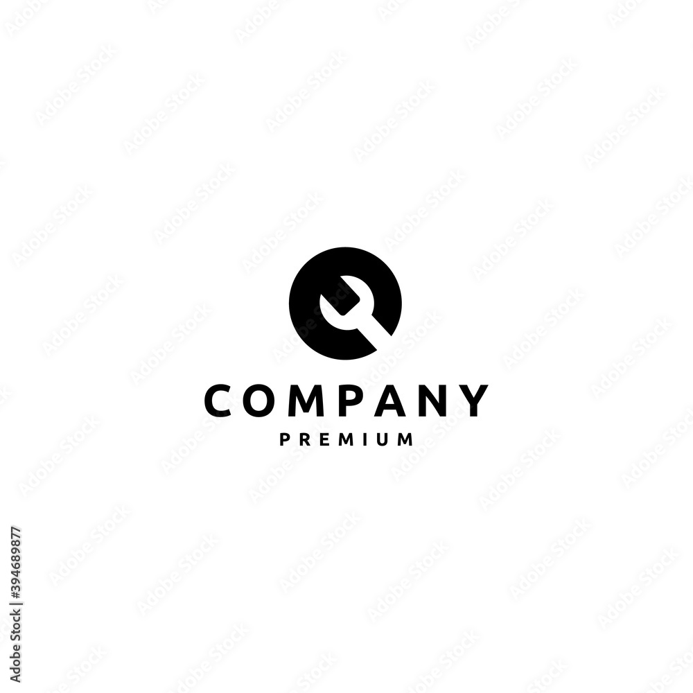 Obraz premium Circular Wrench Icon Mechanic Service Connection and Operation Engineering Logo Design 