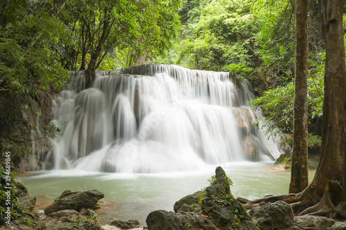 Huai Mae Khamin Waterfall level 3  Khuean Srinagarindra National Park  Kanchanaburi  Thailand  long exposure