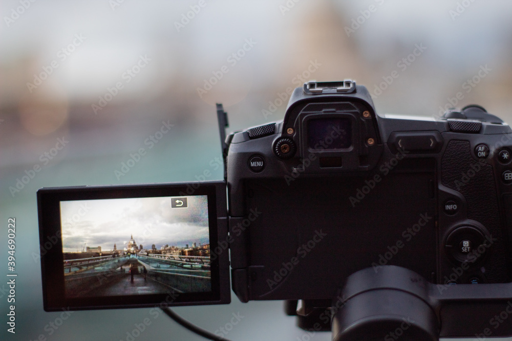 Camera recording the Millennium Bridge ramp and St Paul Cathedral